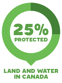 25% protected land and water in Canada